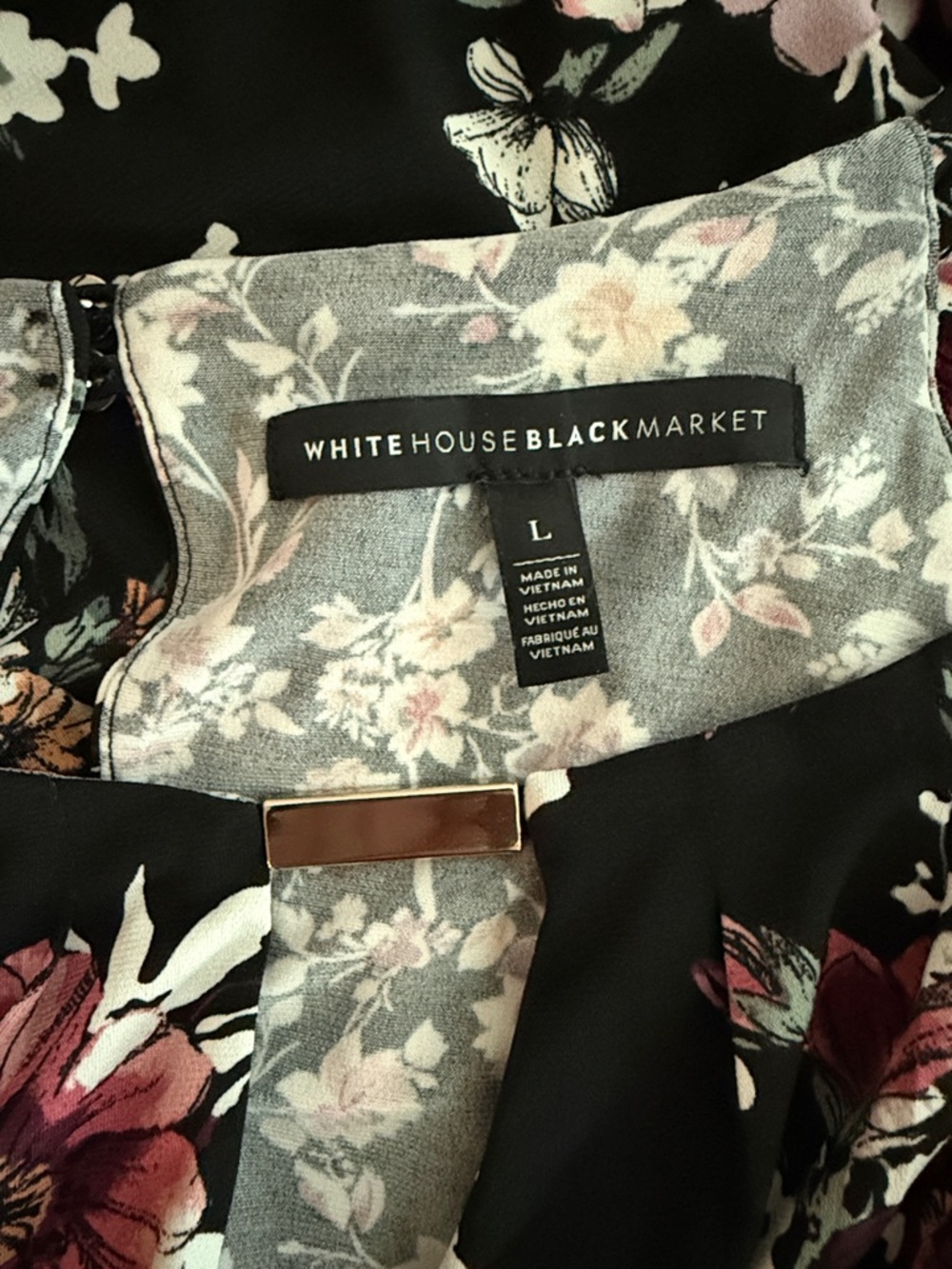 White House Black Market size large Black Floral Keyhole Halter Cami - Picture 3 of 3